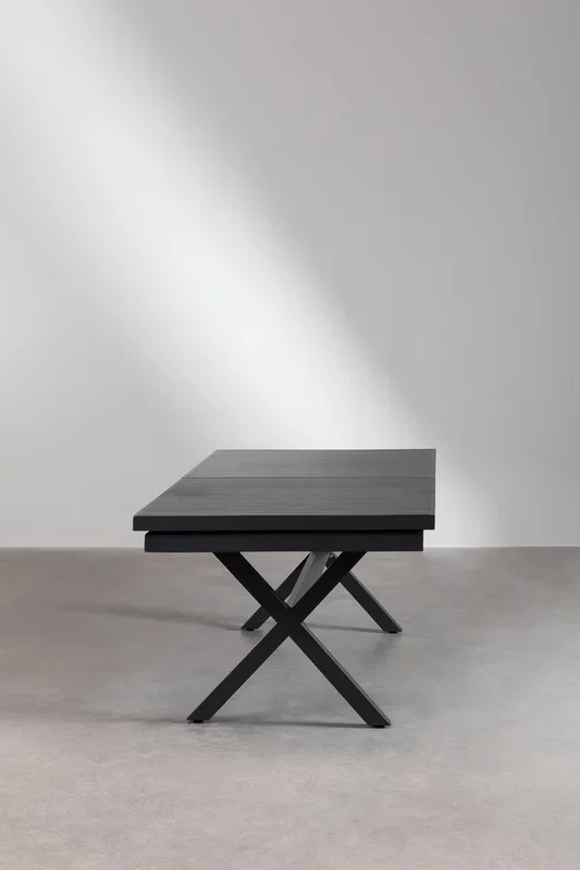 Mesa de Jardín Extensible Rectangular en Aluminio (240-300×100 cm) Karena Gris Grafito – SKLUM