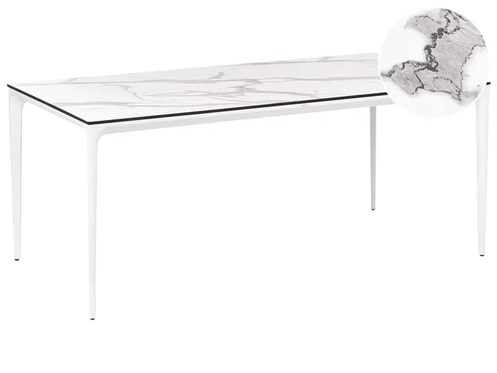 Mesa de jardín SOVARETO 180 cm 90 cm Efecto mármol Mármol blanco