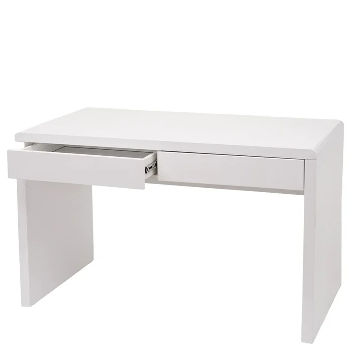 Mesa de ordenador de oficina con 2 cajones MDF blanco brillo 100×60 cm 04_0006052