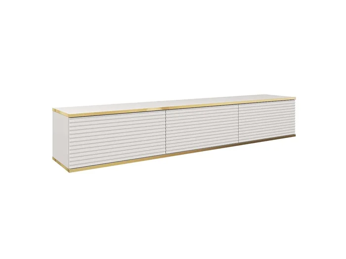 Mesa de TV ORO MDF RTV175 175x32x30 Blanco & Crema