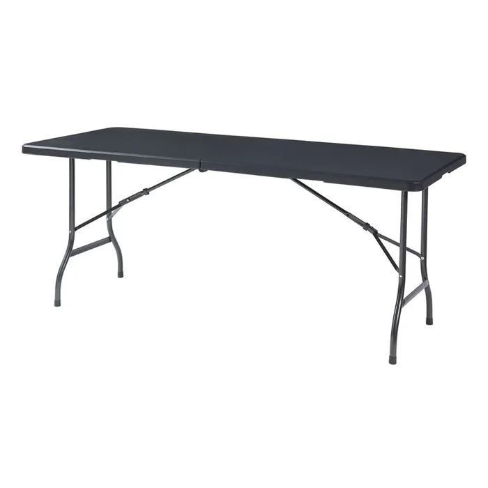 Mesa plegable Ljusnarsberg exterior metal/plástico 180x75x72cm – Negro [en.casa]