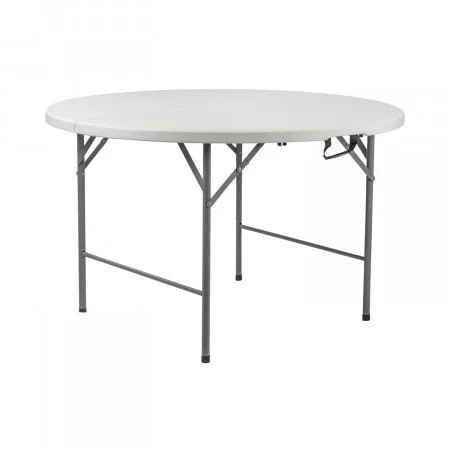 Mesa Plegable Redonda Efecto Granito Blanco Ø121x74cm 7house