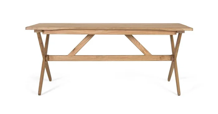 Mesa rectangular fabricada en madera maciza de mindi artesanal