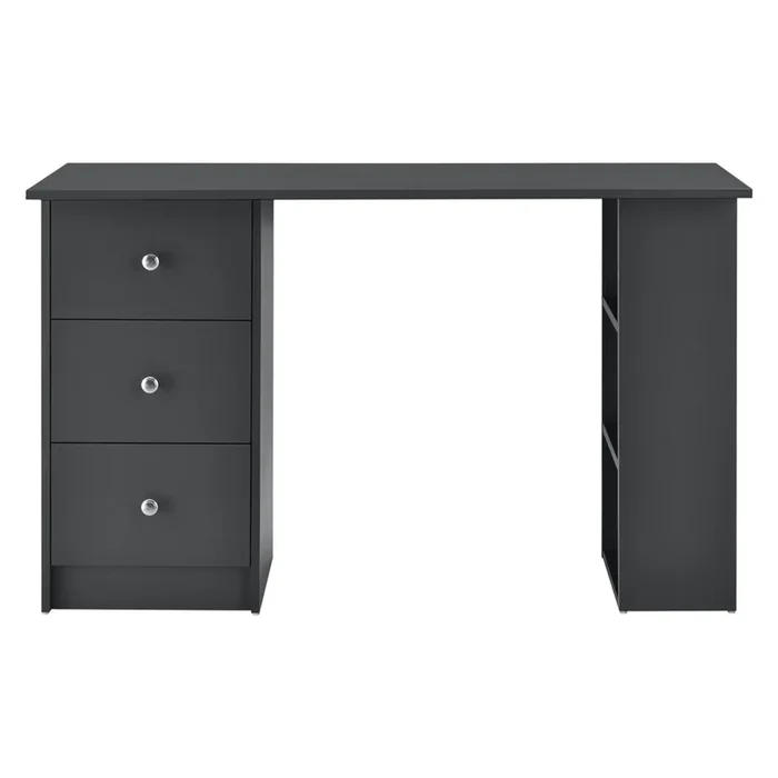 Mesa secretaria puesto de trabajo para ordenador con 3 cajones 120 cm gris oscuro 03_0004711