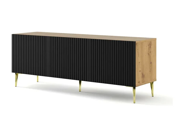 Mesa TV RavennaB 150x42x56 Crema & Negro & Dorado