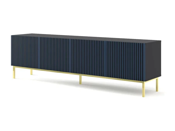Mesa TV RavennaF 200x42x58 Negro & Azul real & Dorado