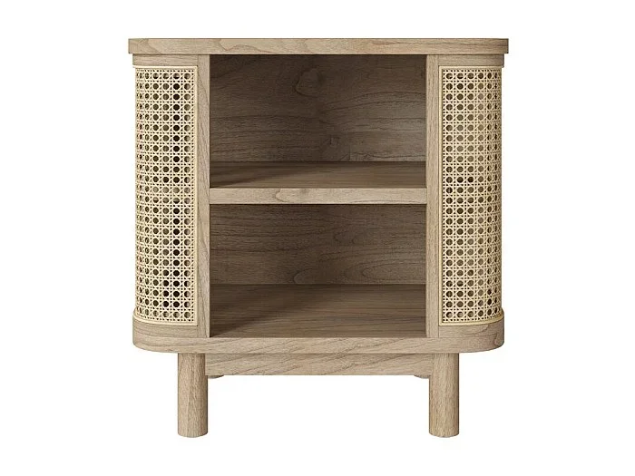 Mesilla de noche en madera maciza y caña – Antik