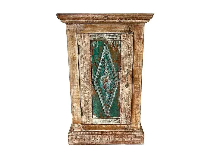 Mesita de madera acabado artesanal marrón 43x27x73h cm