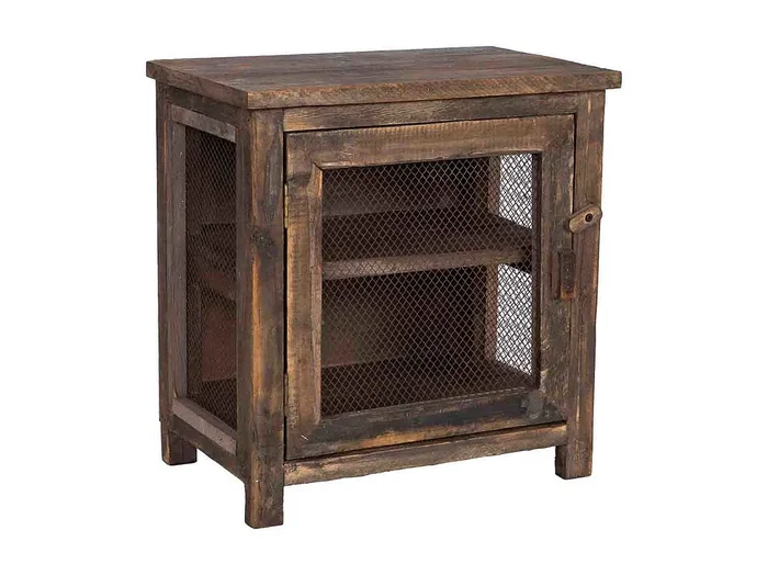 Mesita de madera y cristal 38x24x40h cm