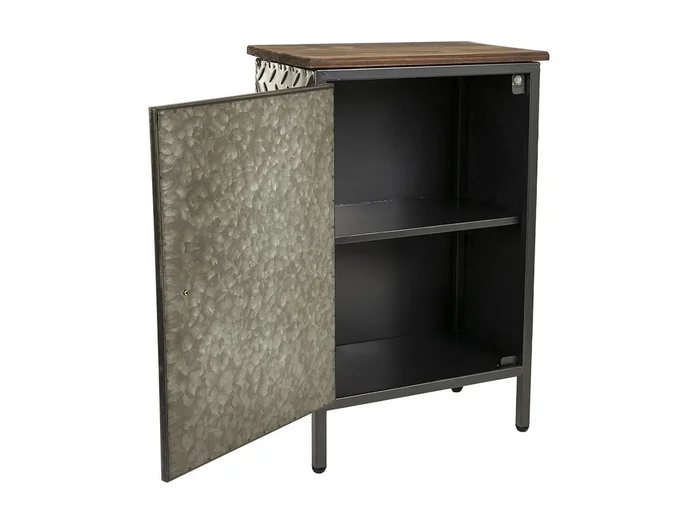 Mesita de metal y madera marrón 37×23,5×56,5