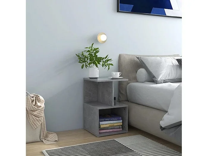 Mesita de noche 2 unidades contrachapada gris hormigón 35x35x55 cm