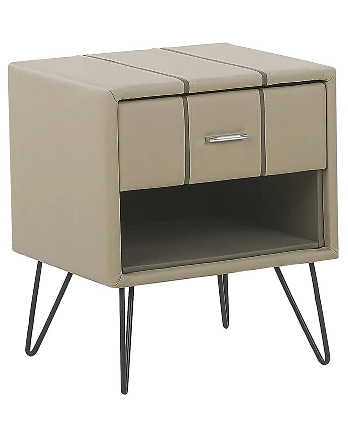 Mesita de noche BETIN Piel sintética Beige