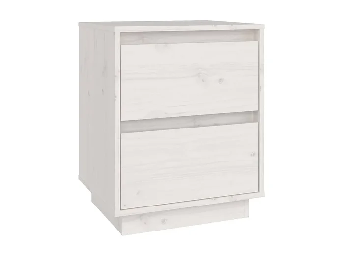 Mesita de noche Blanca 40x35x50 cm Madera maciza de pino