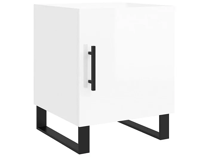 Mesita de noche blanca brillo 40x40x50 cm de madera contrachapada