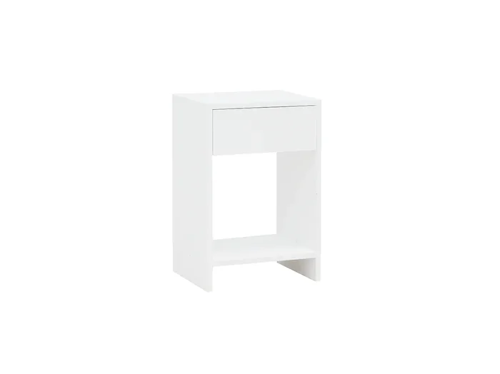 Mesita de noche de madera de abeto Decowood con cajón y balda en color blanco de 40x60cm – MARTINA – DECOWOOD