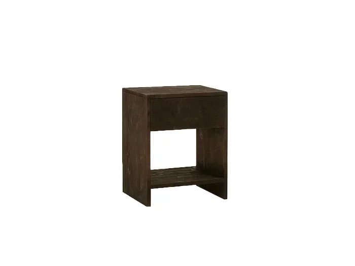 Mesita de noche de madera de abeto Decowood con cajón y balda en color nogal de 40x50cm – MARTINA – DECOWOOD