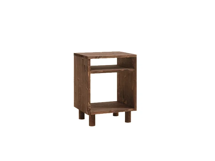 Mesita de noche de madera maciza Decowood en tono nogal de 50,5x32cm – HERA – DECOWOOD