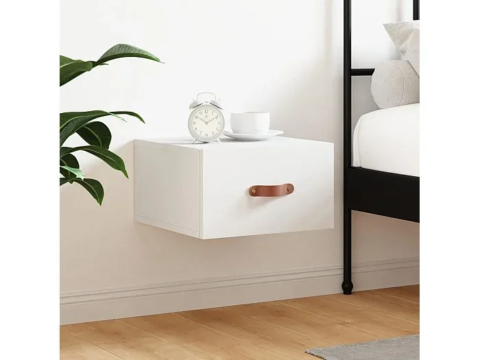Mesita de noche de pared blanco 35x35x20 cm ES55091
