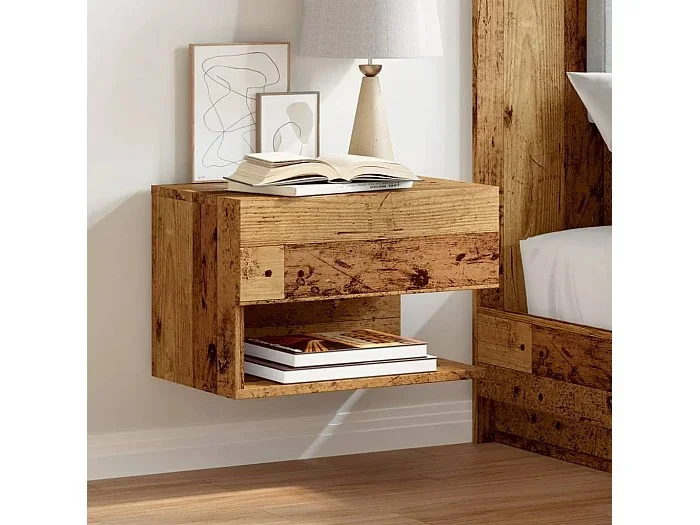 Mesita de noche de pared madera envejecida