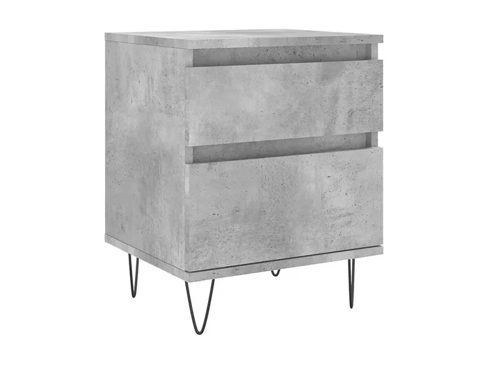Mesita de noche gris hormigón 40x35x50 cm de madera contrachapada