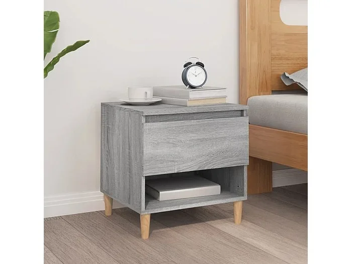 Mesita de noche madera contrachapada gris Sonoma 50x46x50 cm ES12436