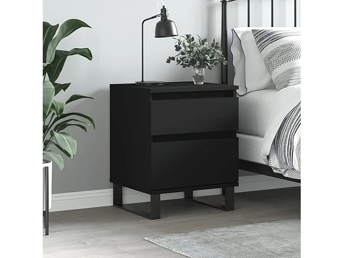 Mesita de noche madera contrachapada negro 40x35x50 cm