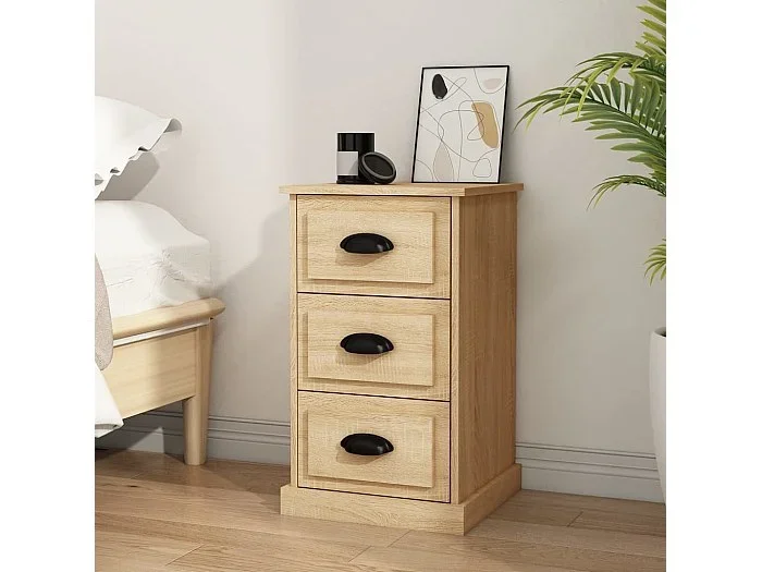 Mesita de noche madera contrachapada roble Sonoma 39x39x67 cm ES37499