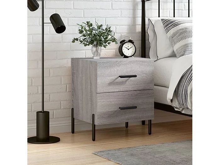 Mesita de noche madera de ingeniería gris Sonoma 40x35x47,5 cm ES44923
