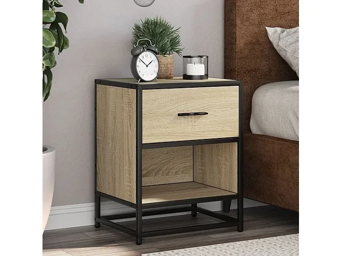 Mesita de noche madera de ingeniería roble Sonoma 40x31x50 cm