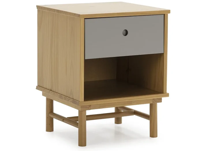 Mesita de Noche Magnus 1 cajón, Madera Maciza
