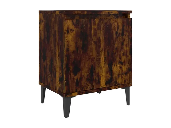 Mesita de noche Mesilla de noche con patas de metal roble ahumado 40x30x50 cm