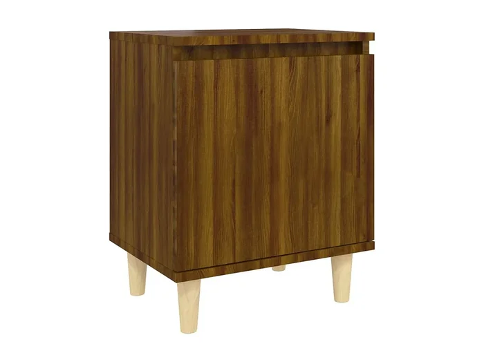 Mesita de noche Mesilla de noche con patas madera maciza marrón roble 40x30x50cm