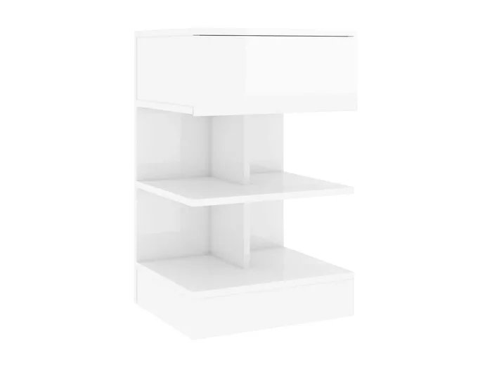 Mesita de noche Mesilla de noche madera contrachapada blanco brillo 40x35x65 cm