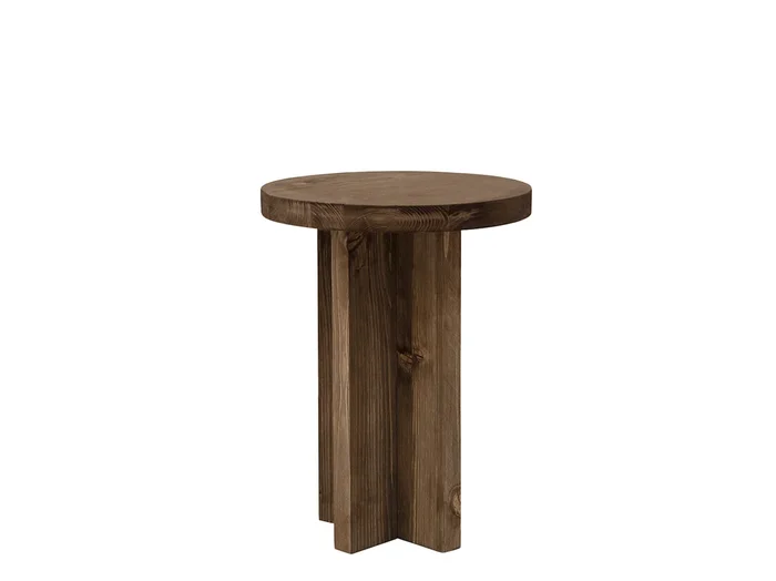Mesita de noche redonda de madera de abeto Decowood en color natural de 45x35cm – TOKYO – DECOWOOD