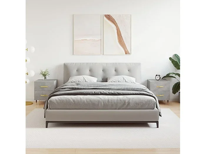 Mesita noche 2 unidades madera ingeniería gris hormigón 40x35x47,5cm