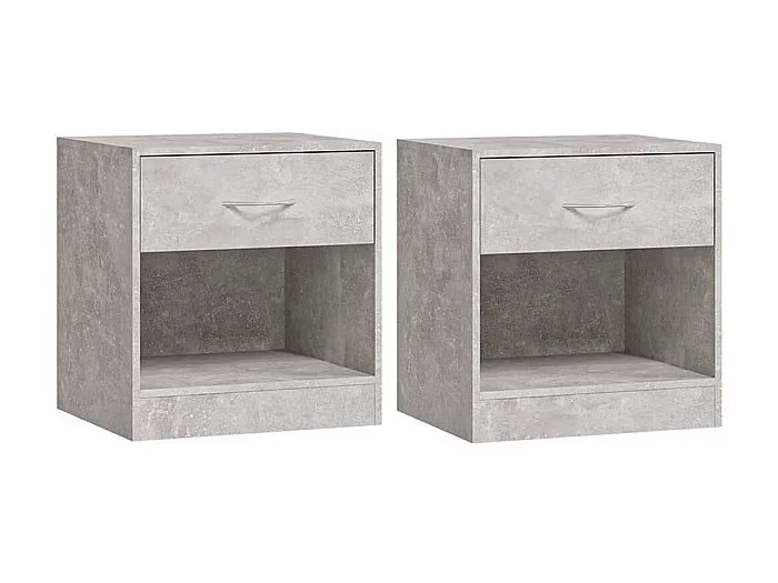 Mesitas de noche 2 piezas con cajón Gris hormigón