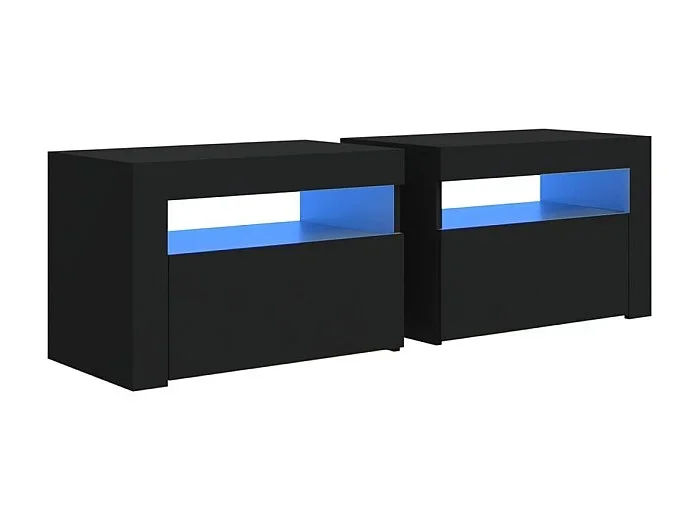 Mesitas de noche 2 piezas con LED Negro 60x35x40 cm