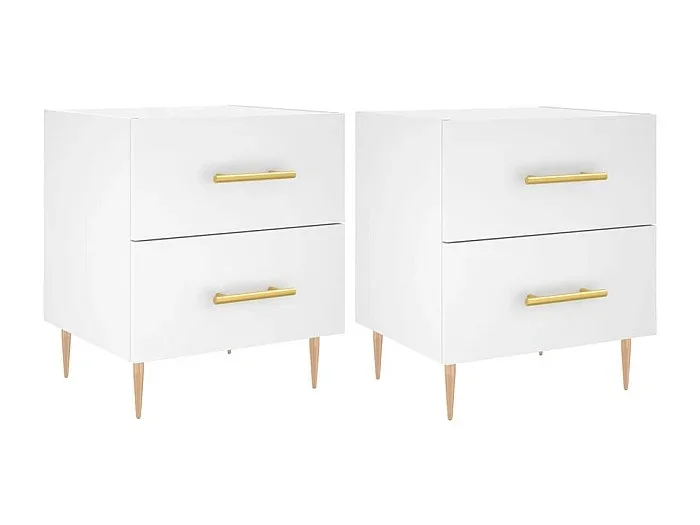 Mesitas de noche 2 piezas madera contrachapada blanca 40x35x47,5 cm