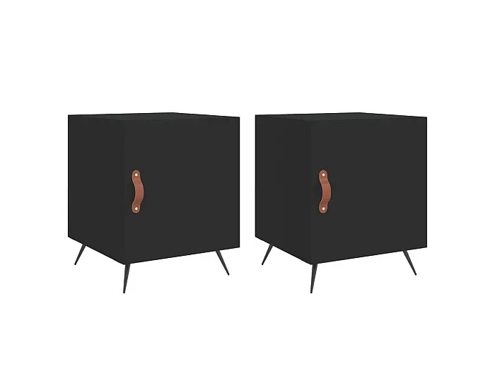 Mesitas de noche 2 piezas madera contrachapada negra 40x40x50 cm