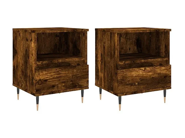 Mesitas de noche 2 piezas roble ahumado 40x35x50 cm madera contrachapada