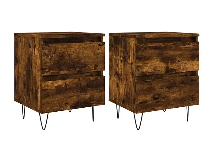 Mesitas de noche 2 piezas roble ahumado 40x35x50 cm madera contrachapada