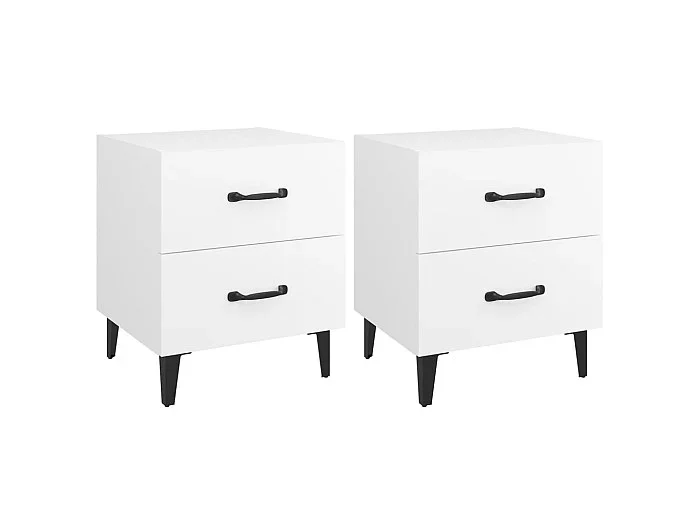 Mesitas de noche 2 uds Blanco 40x35x47,5 cm