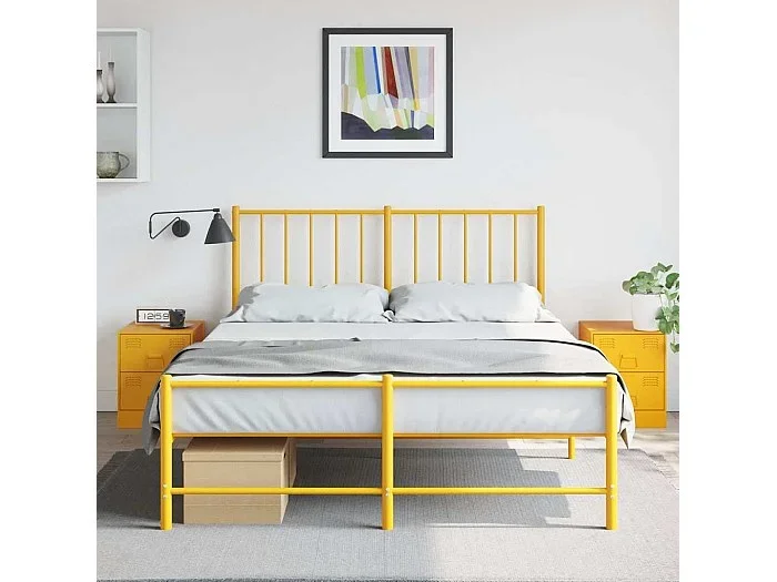 Mesitas de noche 2 unidades acero amarillo 34,5x39x44 cm