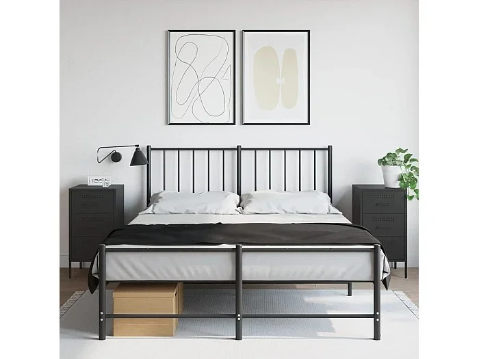 Mesitas de noche 2 unidades acero laminado en frío negro 36x39x68 cm
