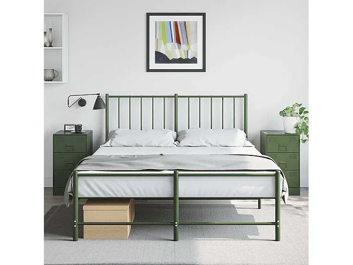 Mesitas de noche 2 unidades acero verde oliva 34,5x39x62 cm