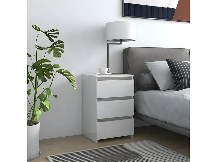 Mesitas de noche 2 unidades contrachapada blanco brillo 40x35x62,5cm