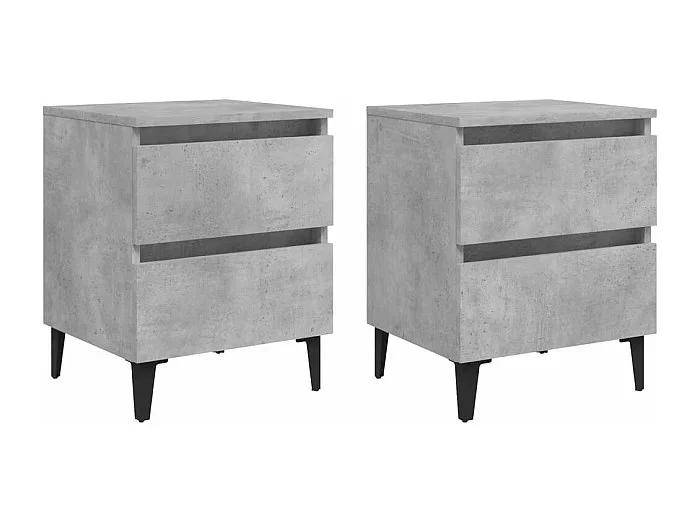 Mesitas de noche 2 unidades contrachapada gris hormigón 40x35x50 cm