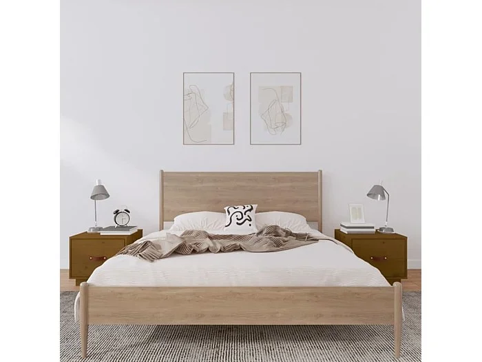 Mesitas de noche 2 unidades madera de pino marrón miel 40x34x35 cm