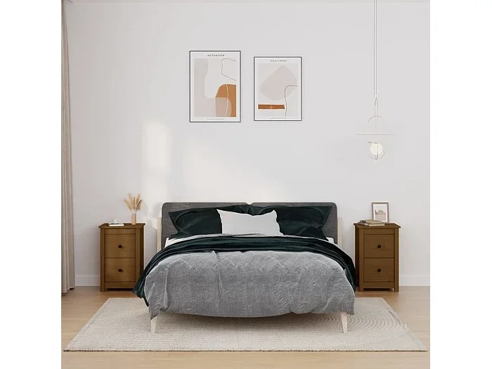 Mesitas de noche 2 unidades madera de pino marrón miel 40x35x61,5 cm