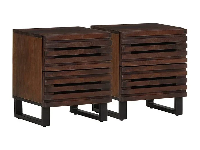 Mesitas de noche 2 unidades madera maciza de mango 40x33x46 cm